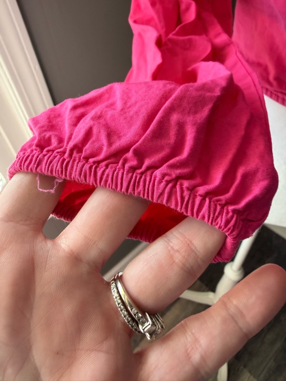Japna Hot Pink Cropped Square Neck Long Sleeve Top - Picture 3 of 5